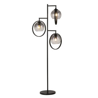 Vloerlamp Aureol 3-lichts zwart smoke glas