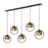 Freelight Moderne hotel chique hanglamp Aureol 5-lichts zwart met goud glas