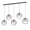 Freelight Moderne  hanglamp Aureol 5-lichts zwart met smoke glas