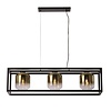 Freelight Moderne Industriële hanglamp Dentro 3-lichts zwart met goud glas