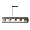 Freelight Moderne Industriële hanglamp Dentro 5-lichts zwart met goud glas