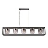 Freelight Moderne Industriële hanglamp Dentro 5-lichts zwart met smoke glas
