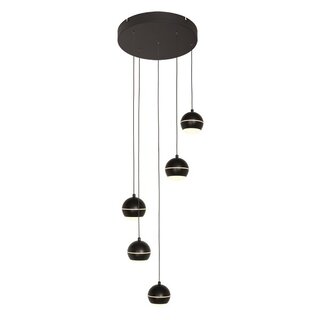 Hanglamp Bilia 5-lichts rond zwart