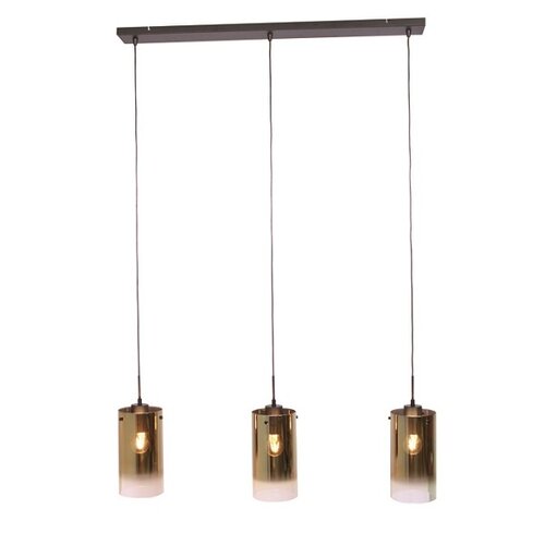 Moderne Industriële hanglamp Ventotto 3-lichts zwart met goud glas