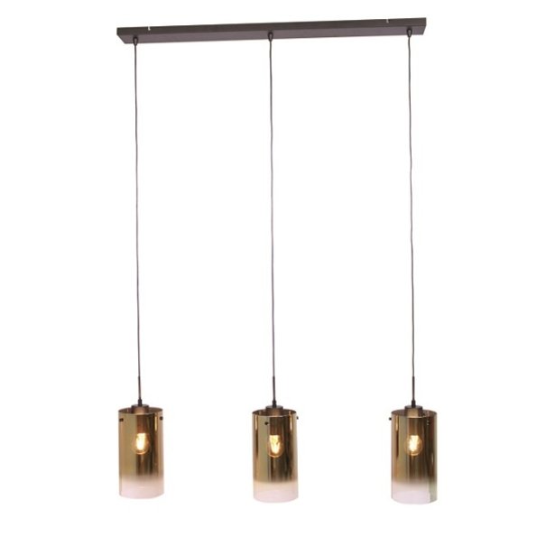 Freelight Moderne Industriële hanglamp Ventotto 3-lichts zwart met goud glas