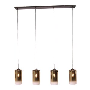 Freelight Moderne Industriële hanglamp Ventotto 4-lichts zwart met goud glas