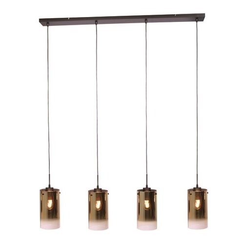Moderne Industriële hanglamp Ventotto 4-lichts zwart met goud glas
