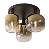 Freelight Moderne Design plafondlamp Vario 3-lichts zwart met goud glas