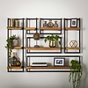 BelaLuz Landelijke wandplank Orlando set 2 acaciahout met zwart frame