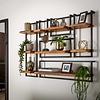 BelaLuz Landelijke wandplank Orlando set 2 acaciahout met zwart frame