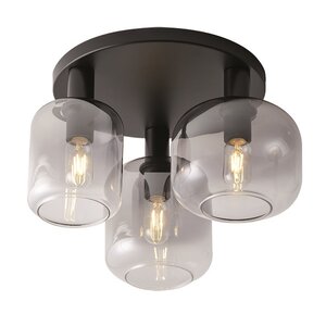 Freelight Moderne Design plafondlamp Vario 3-lichts zwart met smoke glas