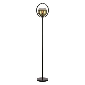 Vloerlamp Aureol 1-lichts zwart goud glas