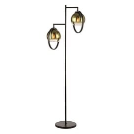 Vloerlamp Aureol 2-lichts zwart goud glas