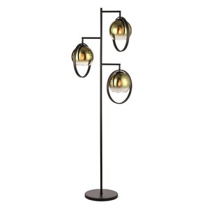 Freelight Moderne hotel chique vloerlamp Aureol 3-lichts zwart met goud glas