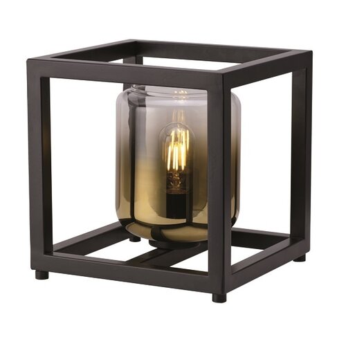 Moderne Industriële tafellamp Dentro 1-lichts zwart met goud glas