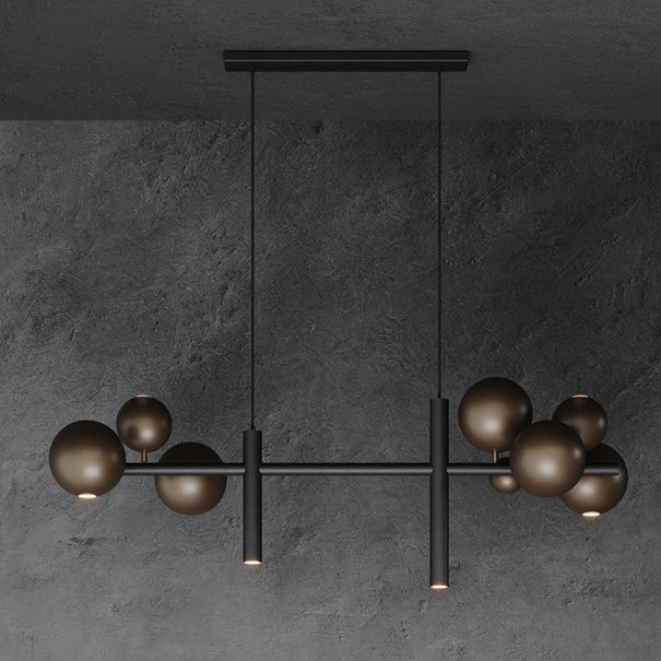 Ztahl Industriëel design hanglamp Urbino 6-lichts zwart platinum