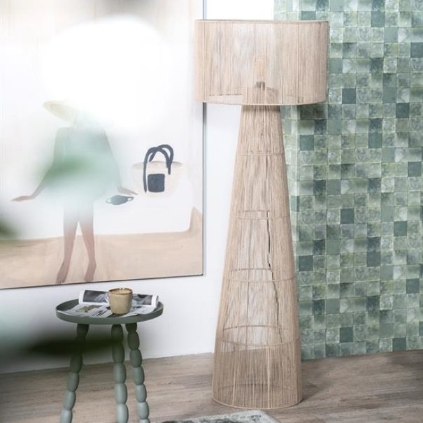 By-Boo Landelijke Oosterse vloerlamp Oshu 1-lichts Jute