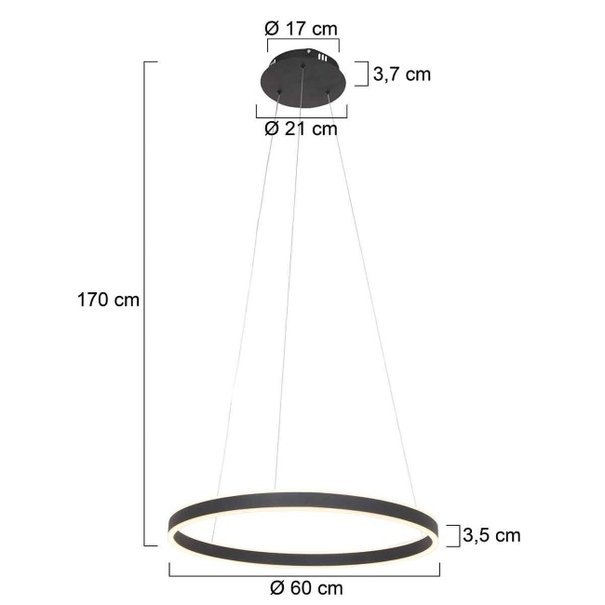 Steinhauer Design Moderne hanglamp Ringlux Ø60 cm LED zwart