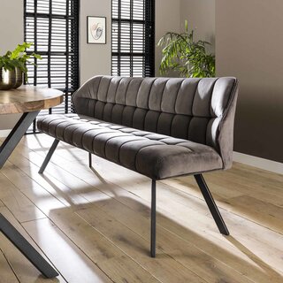 Eetkamerbank Turn antraciet velour 180 cm