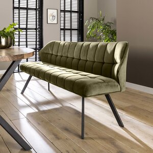 BelaLuz Moderne eetkamerbank Turn 180 cm groen velvet velour