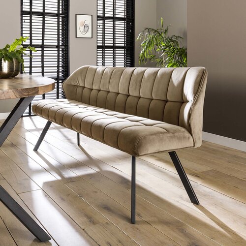 Moderne eetkamerbank Turn 180 cm antraciet velvet velour