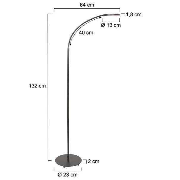 Mexlite Moderne - Leeslamp - 1 Lichts - Vloerlamp - Zwart - Platu