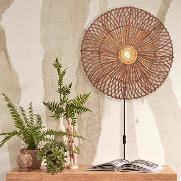 GOOD & MOJO Landelijke Ibiza Style wandlamp Zanzibar Ø55 cm naturel