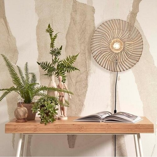 Landelijke Stoere wandlamp Zanzibar Ø40 cm wit