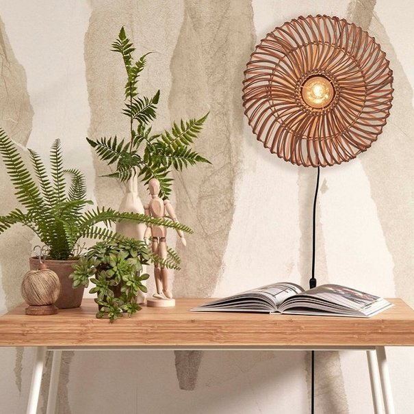 GOOD & MOJO Landelijke Stoere wandlamp Zanzibar Ø40 cm naturel