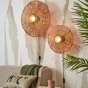GOOD & MOJO Landelijke Stoere wandlamp Zanzibar Ø40 cm naturel
