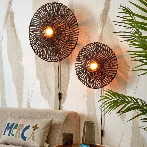 Landelijke Stoere wandlamp Zanzibar Ø40 cm zwart
