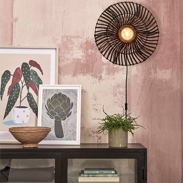 GOOD & MOJO Landelijke Stoere wandlamp Zanzibar Ø40 cm zwart