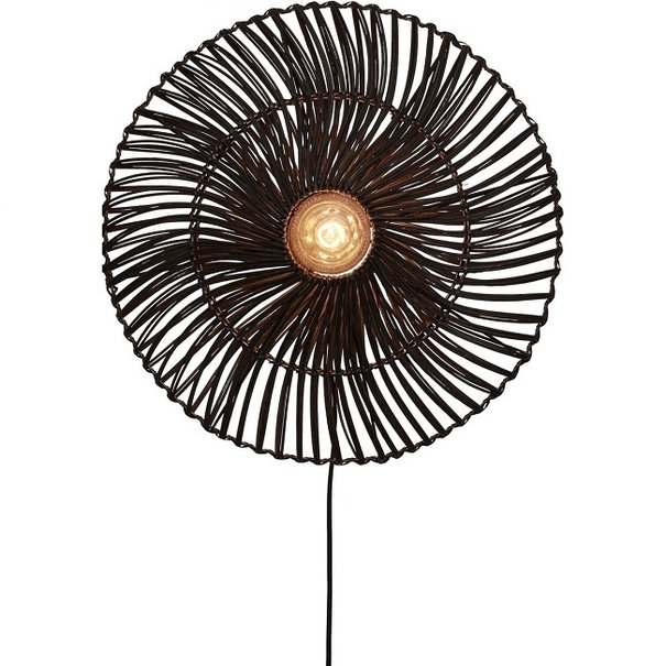 GOOD & MOJO Landelijke Stoere wandlamp Zanzibar Ø40 cm zwart