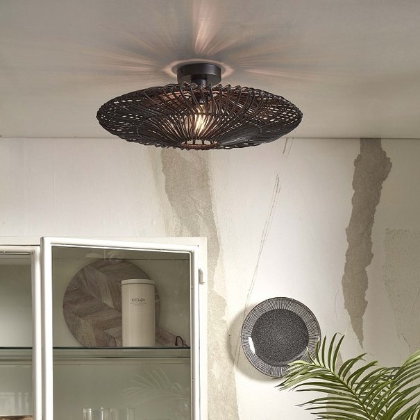 GOOD & MOJO Landelijke Stoere plafondlamp Zanzibar Ø55 cm zwart