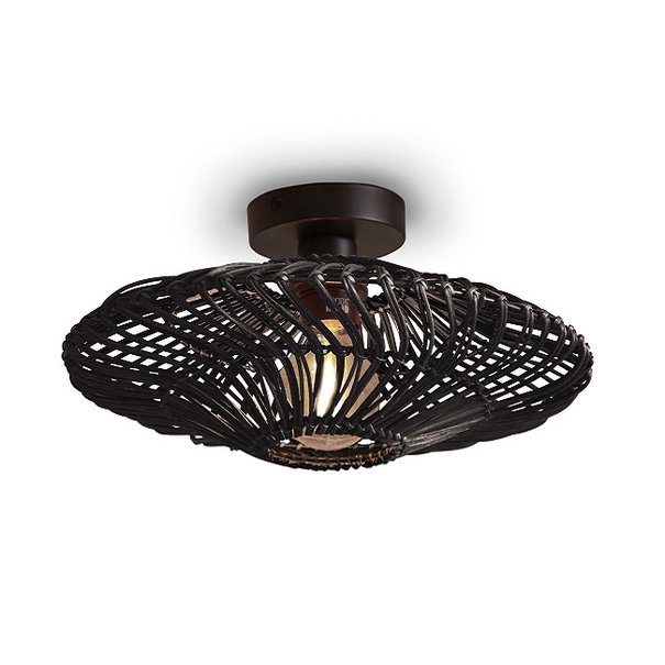 GOOD & MOJO Landelijke Stoere plafondlamp Zanzibar Ø40 cm zwart