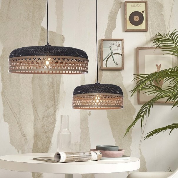 GOOD&MOJO Landelijke - Ibiza Stijl - Hanglamp - Naturel - Zwart - 2 Lichts - Ubud