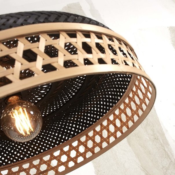 GOOD & MOJO Landelijke Ibiza Stijl hanglamp Ubud 2-lichts zwart naturel