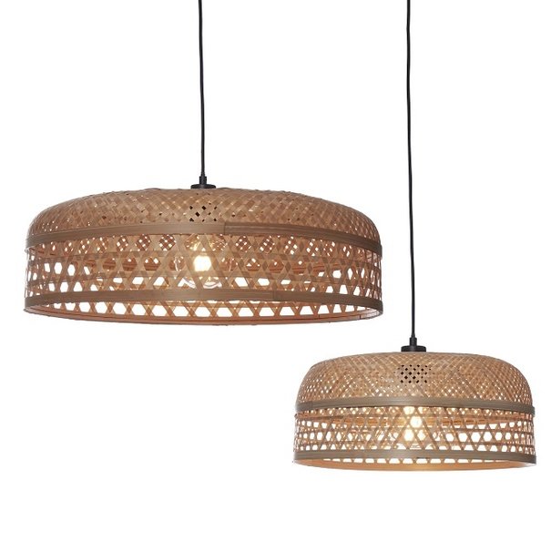 GOOD & MOJO Landelijke Ibiza Stijl hanglamp Ubud 2-lichts naturel