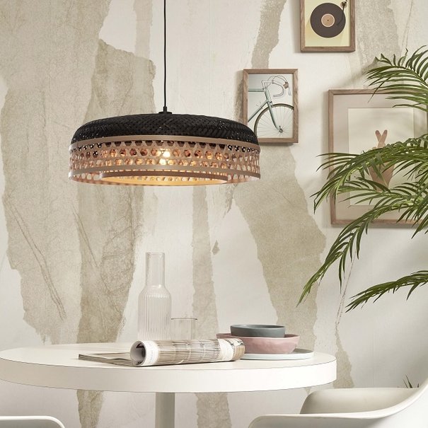 GOOD&MOJO Landelijke - Ibiza Stijl - Hanglamp - Zwart Naturel - 1 Lichts - Ubud