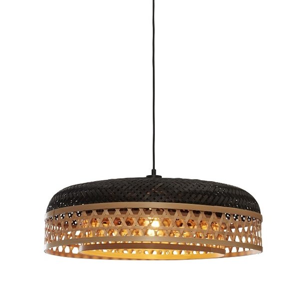 GOOD & MOJO Landelijke Ibiza Stijl hanglamp Ubud 1-lichts zwart naturel