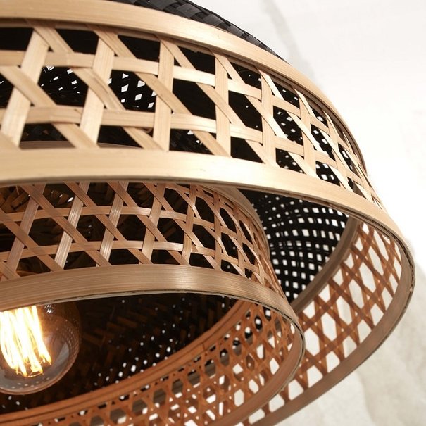 GOOD & MOJO Landelijke Ibiza Stijl hanglamp Ubud 1-lichts zwart naturel