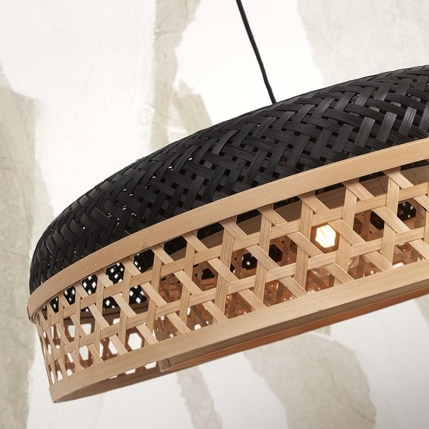 GOOD & MOJO Landelijke Ibiza Stijl hanglamp Ubud 1-lichts zwart naturel