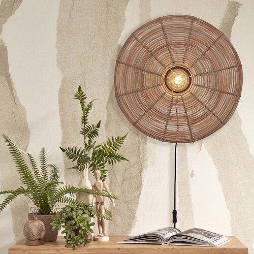 Landelijke Stoere wandlamp Tanami Ø55 cm naturel