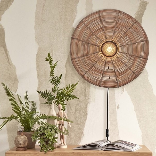 GOOD & MOJO Landelijke Stoere wandlamp Tanami Ø55 cm naturel