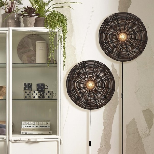 GOOD & MOJO Landelijke Stoere wandlamp Tanami Ø55 cm zwart