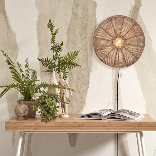 Landelijke Ibiza Style wandlamp Tanami Ø40 cm naturel