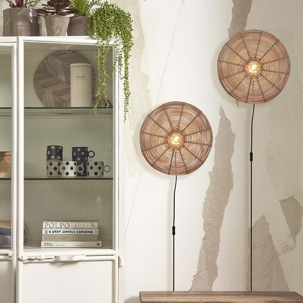 GOOD & MOJO Landelijke Ibiza Style wandlamp Tanami Ø40 cm naturel
