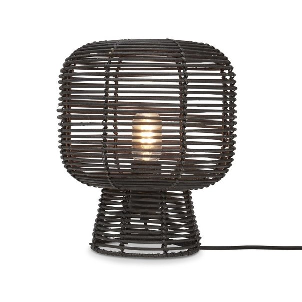 GOOD & MOJO Landelijke Stoere tafellamp Tanami Ø30 cm zwart