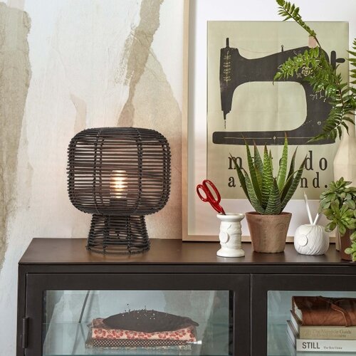 Landelijke Stoere tafellamp Tanami Ø30 cm zwart
