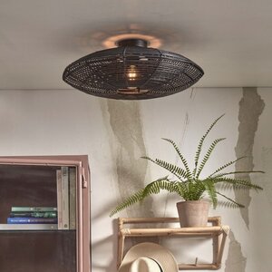 GOOD & MOJO Landelijke Ibiza Style plafondlamp Tanami Ø55 cm zwart